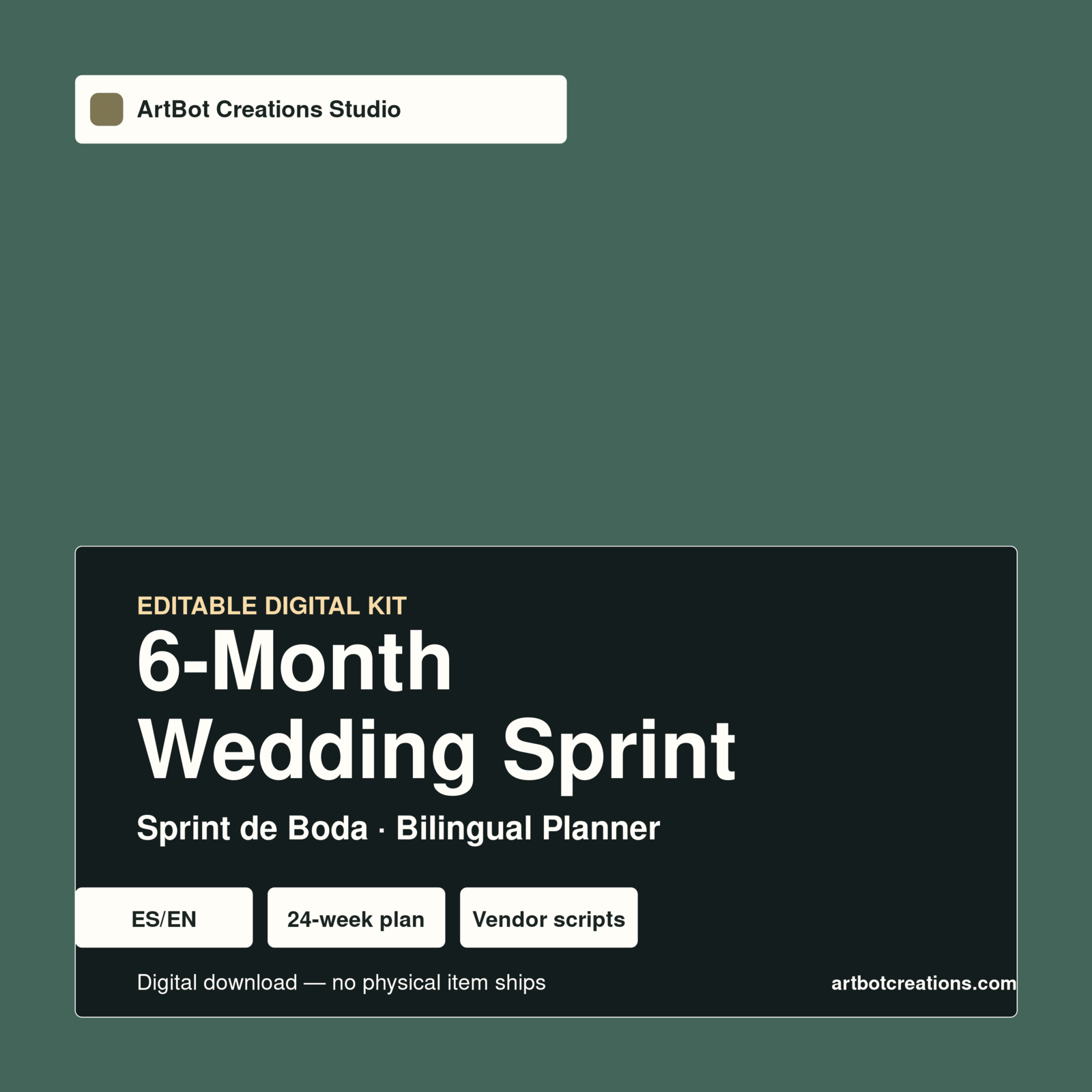 6-Month Wedding Sprint Planner cover — bilingual planner